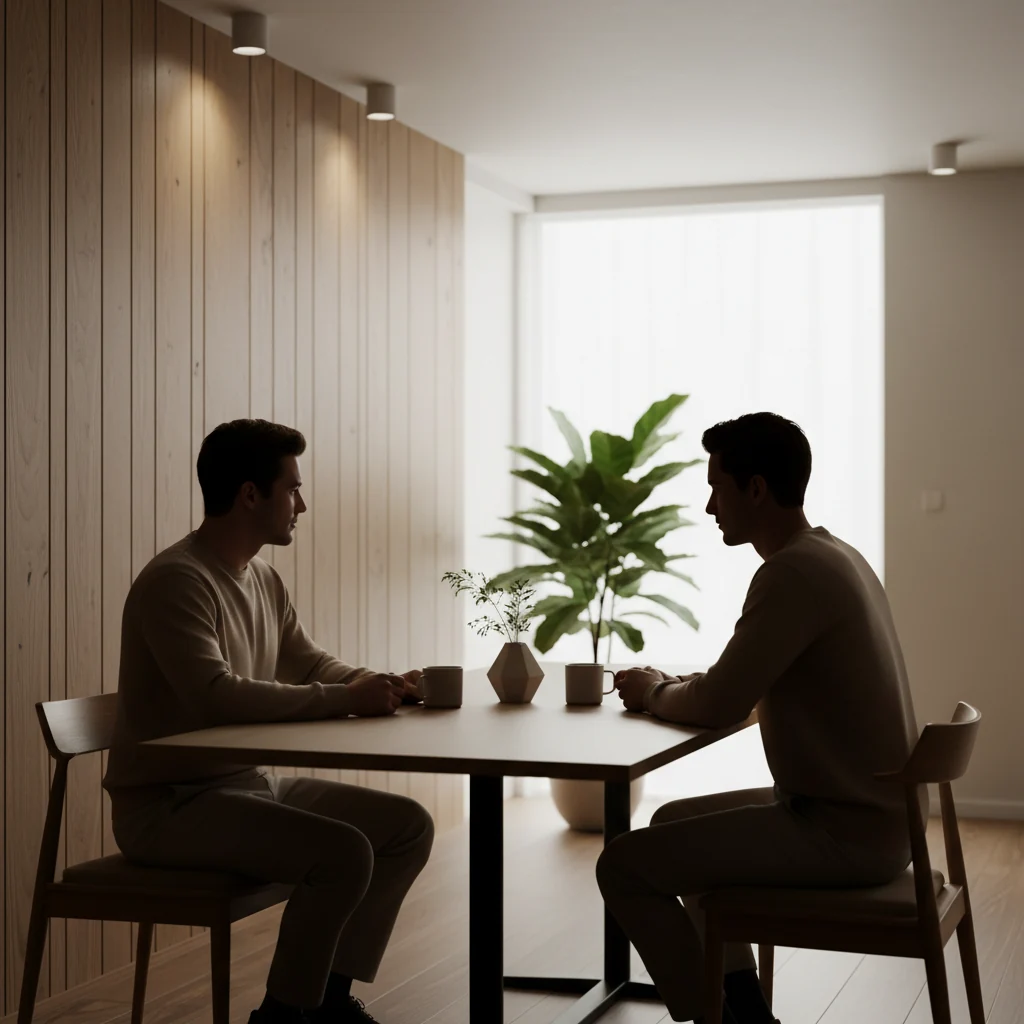Twee mannen in gesprek over dagelijks welzijn en gezonde gewoonten